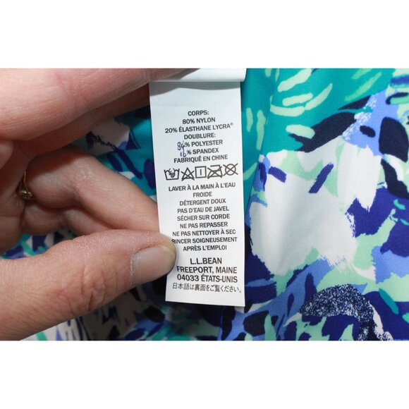 LL Bean BeanSport Swimwear Scoopneck Tankini Top Print Blue Size 4 - Picture 9 of 10